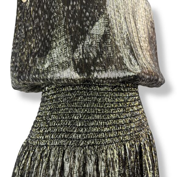 New w/Tags RAMY BROOK NEW YORK silk metallic snakeskin print evening dress gown - Picture 10 of 17